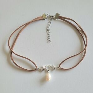 Brown Suede Heart Beat Choker